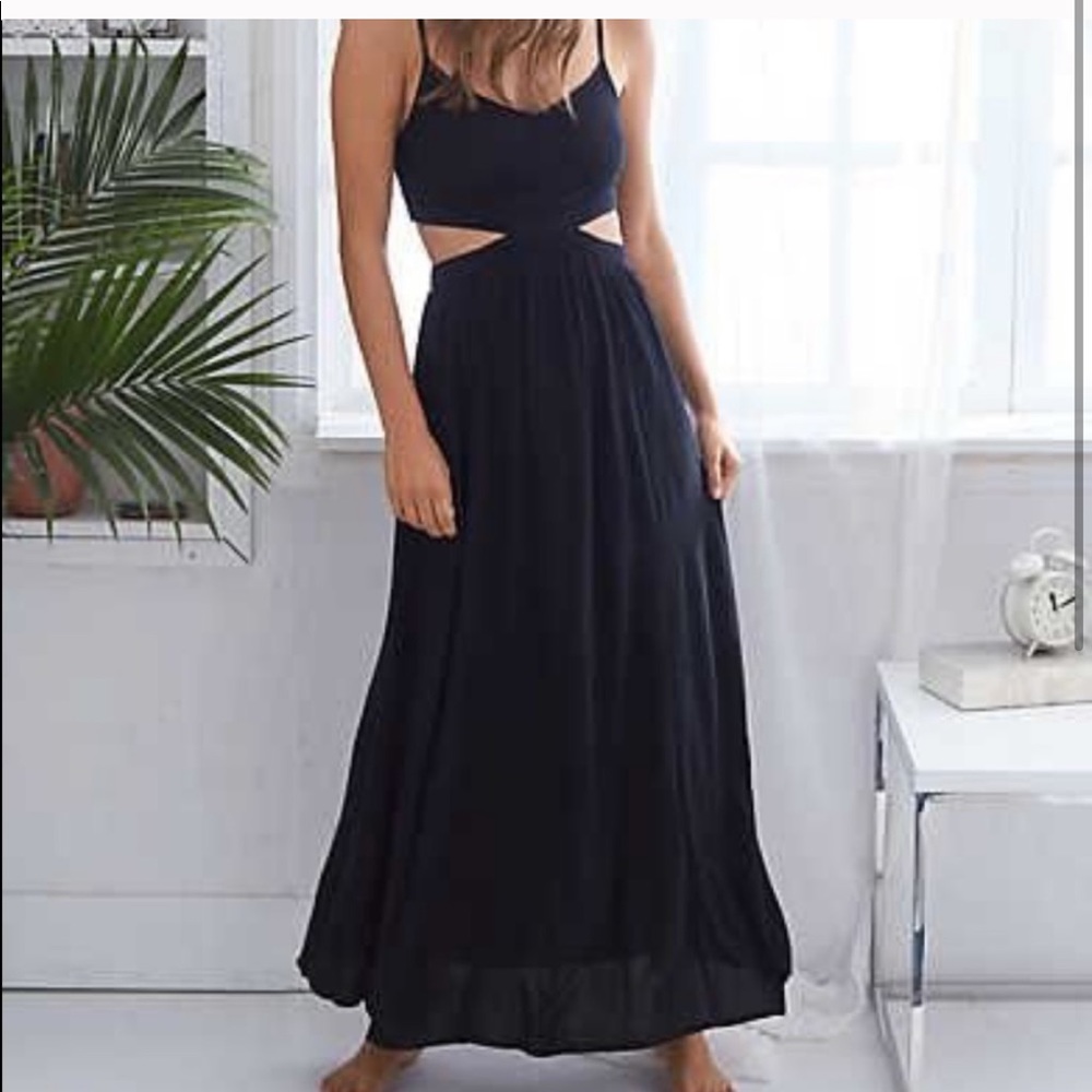 aerie Black Maxi Dress with Side Cutouts